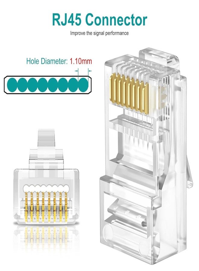 XIKKART UTP RJ45 Connectors, Cat6 RJ45 Pass Through Plugs 10-Pcs, Cat6 RJ45 Plugs with 10-Pcs Strain Relief Boots for Solid or Standard Ethernet Cables, Transparent - Image 3